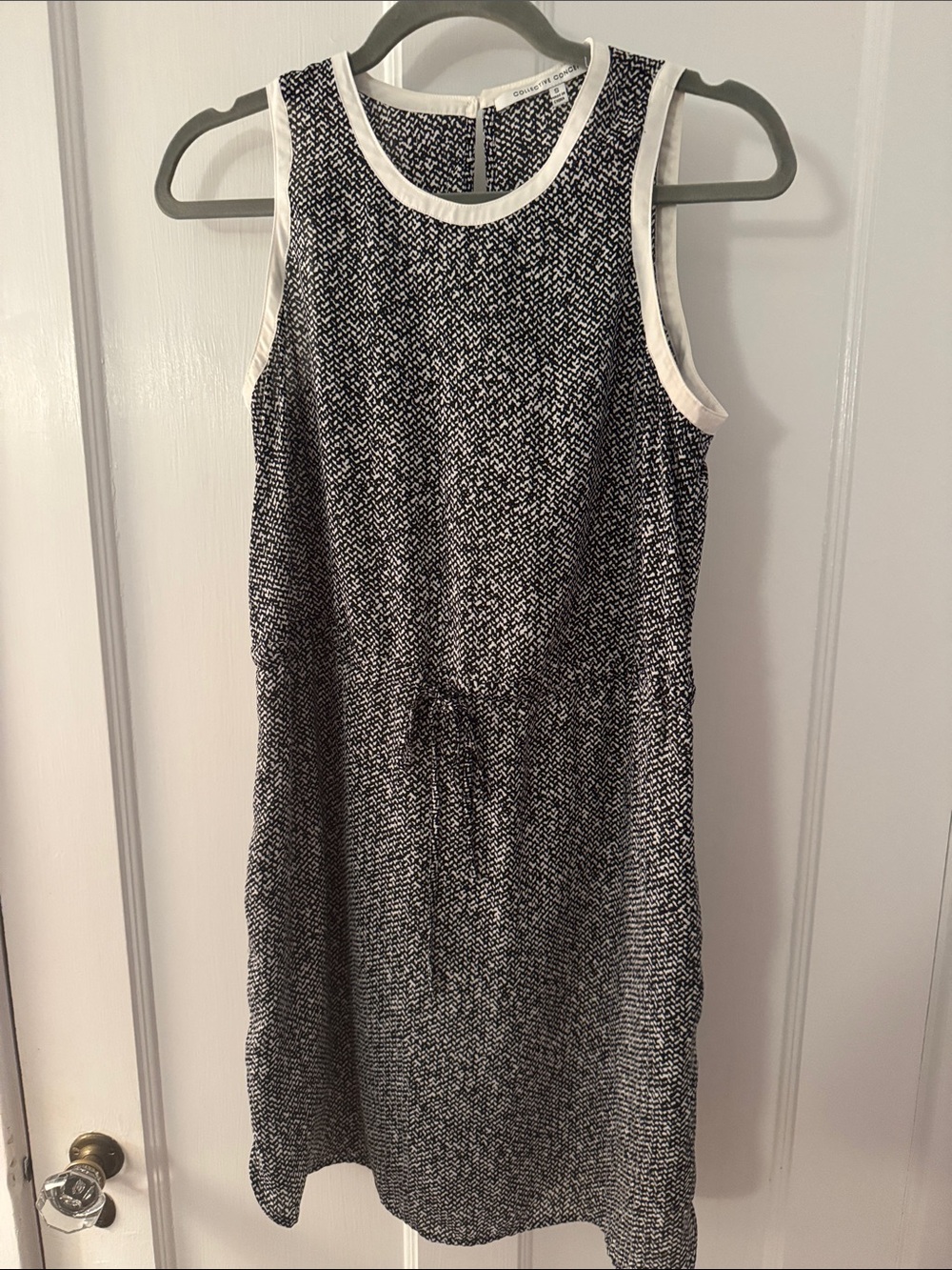 Collective Concepts Black & White Textured Tie-Waist Midi Dress
